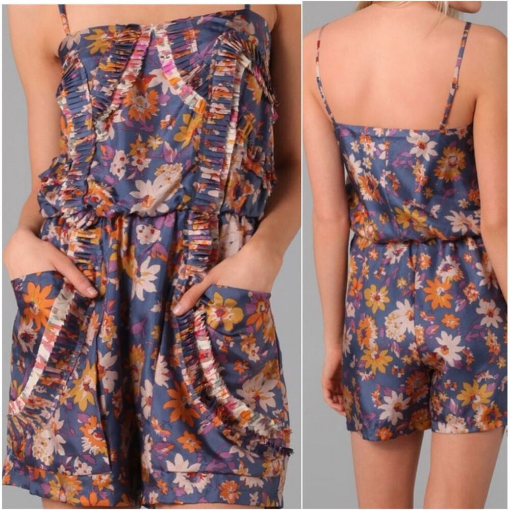 Sachin + Babi Rory 100% silk wildflower romper Size 2